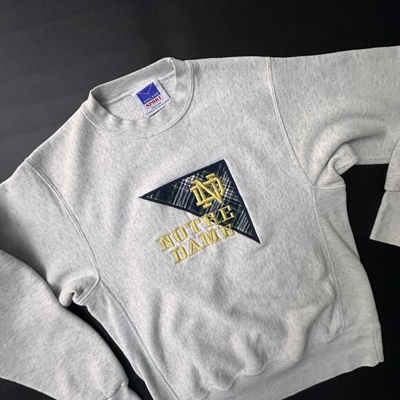 VTG Notre Dame Sweatshirt Adult Medium Gray University Crew Neck Y2k Made in USA - Picture 2 of 8